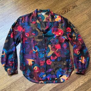 Vintage Bar Harbor Colorful Abstract Button-Up Shirt
